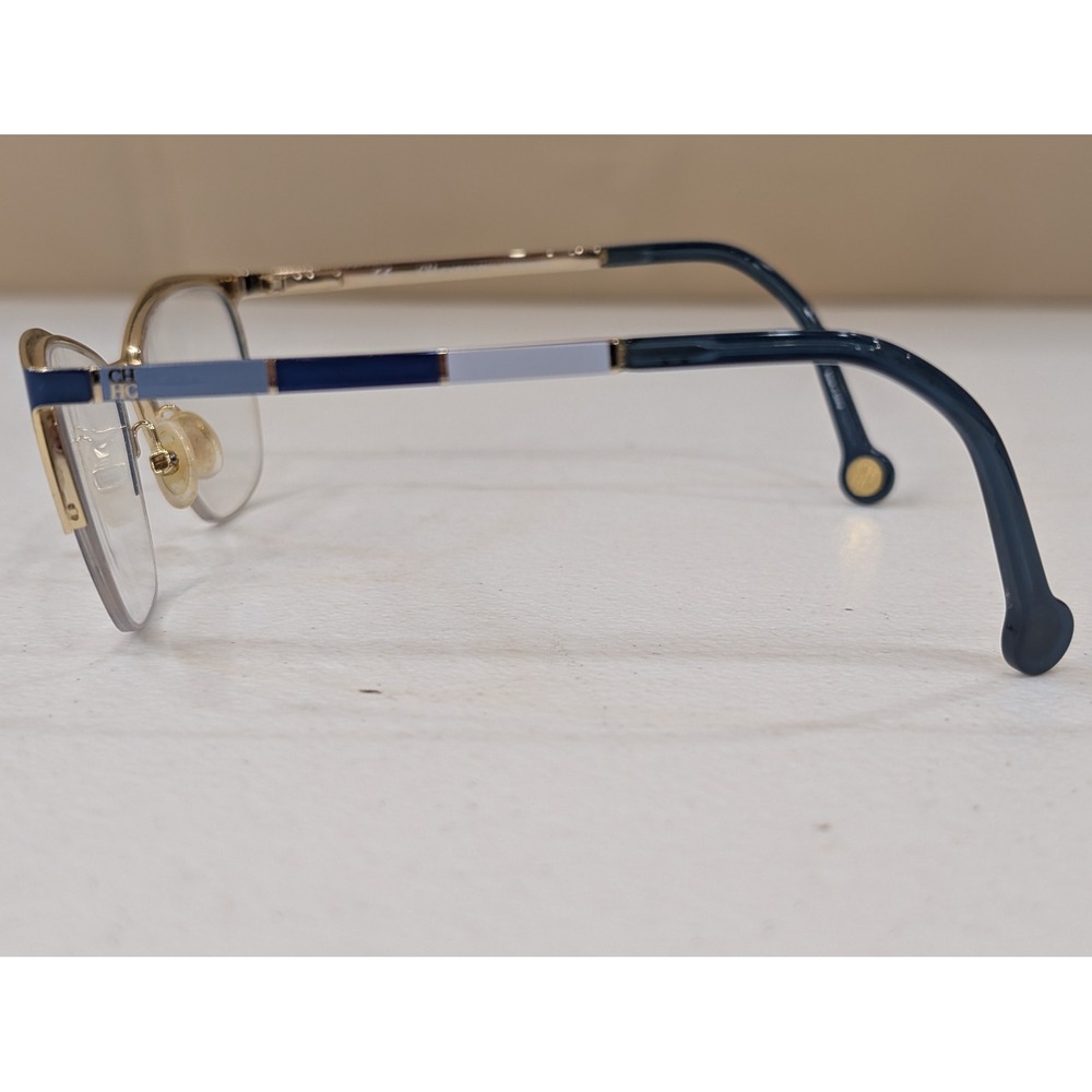 Carolina Herrera Eyeglasses VHE076 Blue Gold‎ Half Rim Frames Designer Glasses - Picture 2 of 9